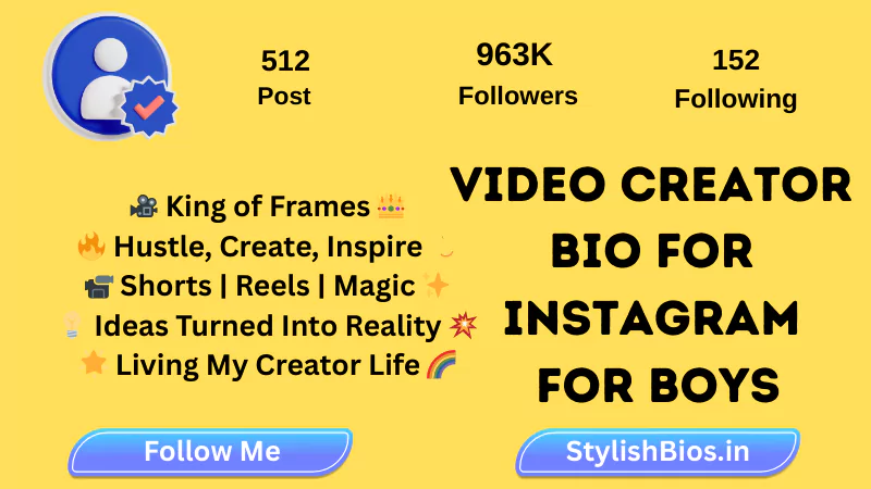 420+ Best Video Creator Bio for Instagram | Content & Creator Bio Ideas (2025) %count(title) video creator bio for instagram for boys