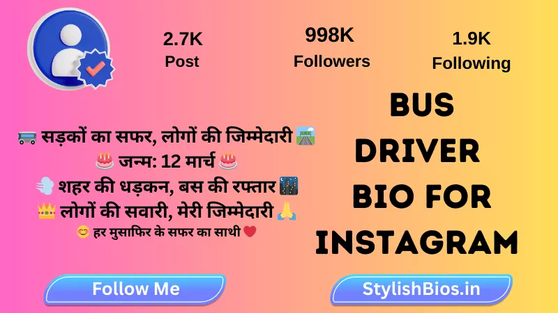 bus driver bio for instagram