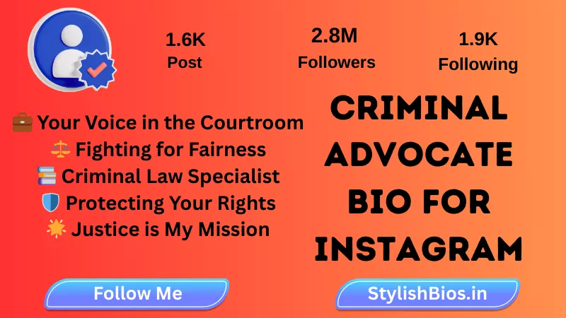 criminal advocate bio for instagram