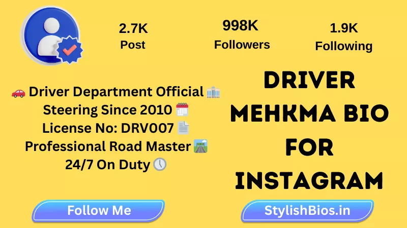 driver mehkma bio for instagram