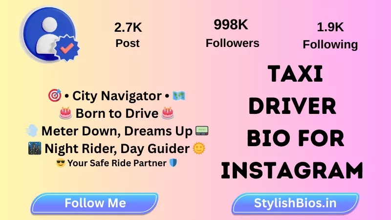 taxi driver bio for instagram